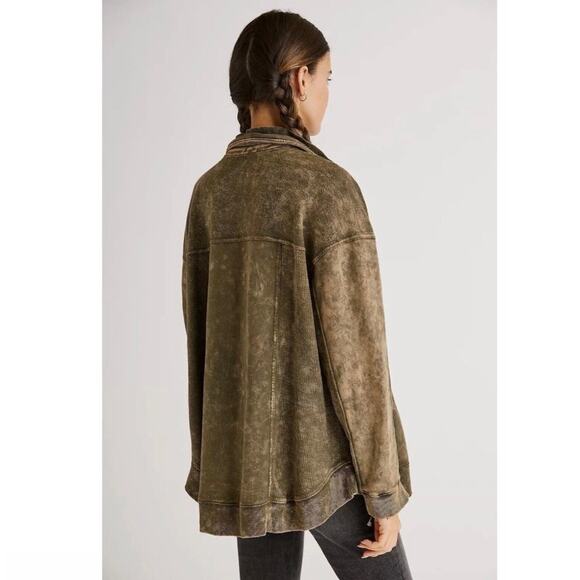 Anthropologie Pilcro Relaxed Button Front Shirt Jacket Moss Medium - Picture 3 of 8